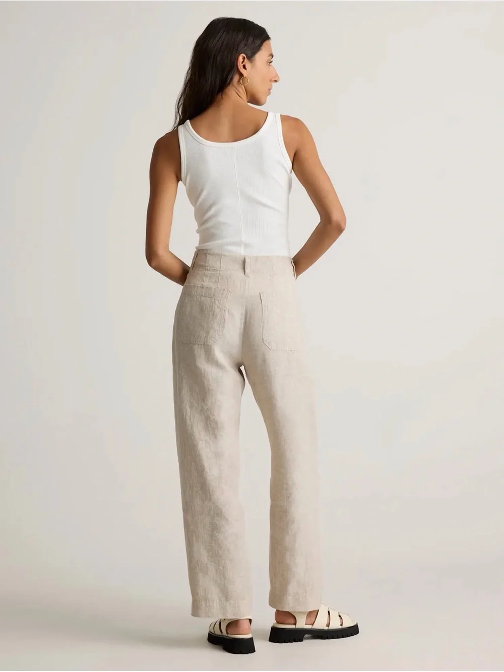 Quince Women’s 10 100% European Linen Wide Leg Trouser Pants Flax 10 Tan Classic